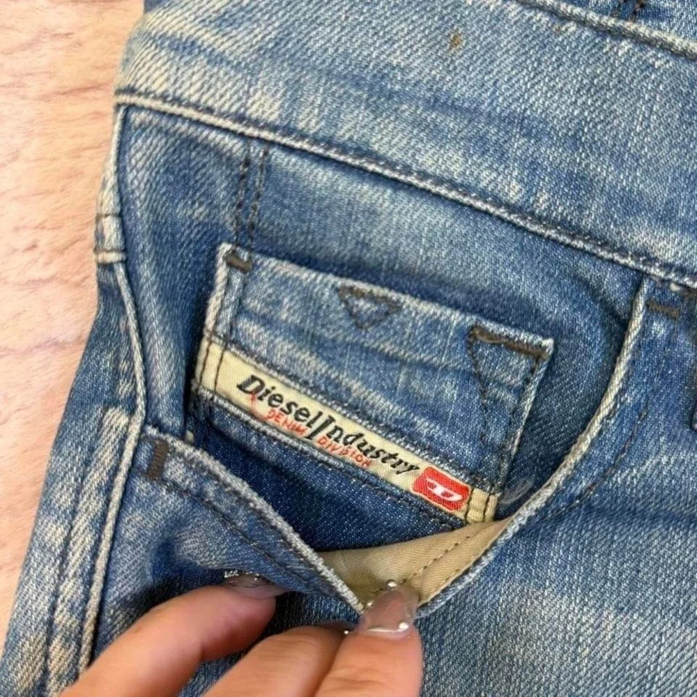 Diesel Low Rise Denim Shorts Vintage Y2K Blue Wash Womens 25 Italy